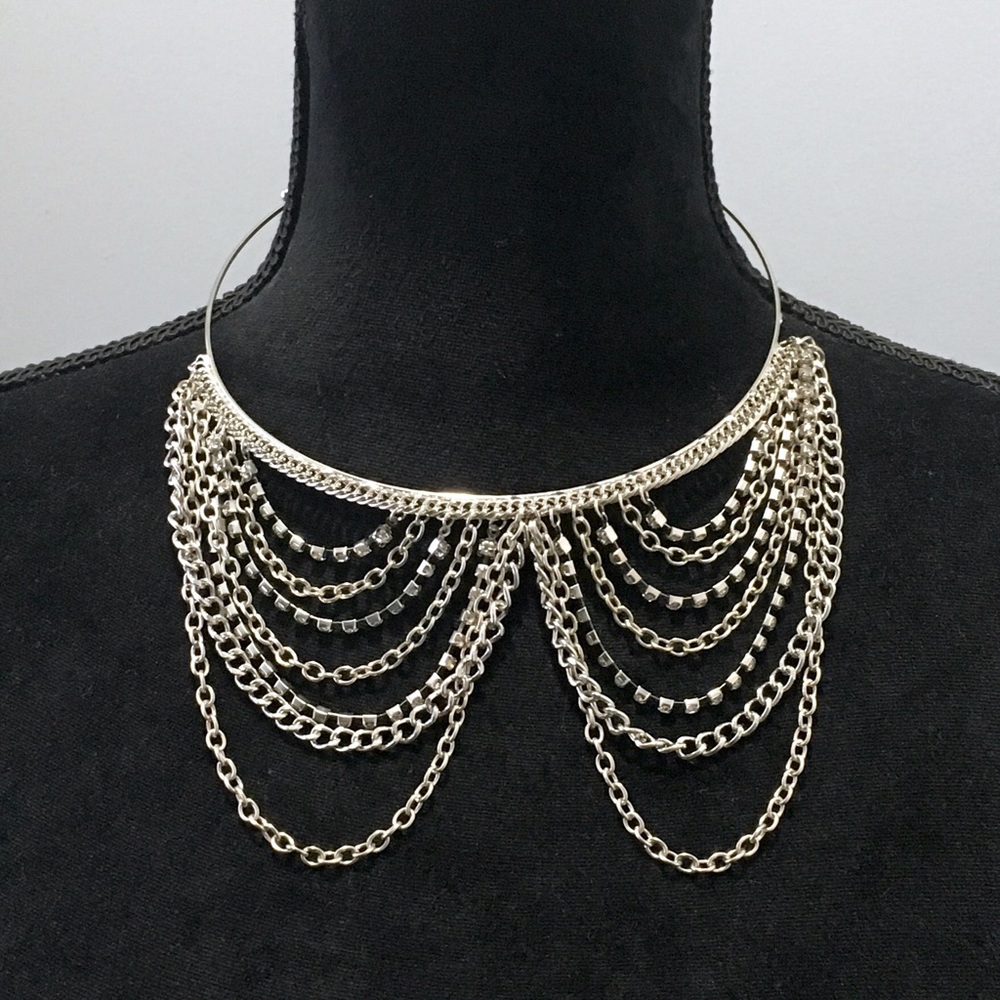 Draped Chandelier Rhinestone Chain Necklace - Picture 7 of 7